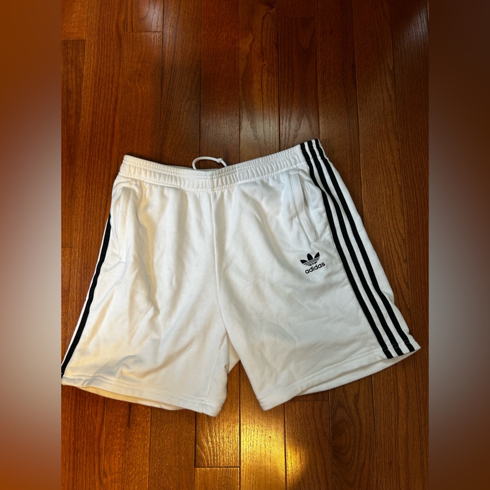 Adidas Men's Sweat Shorts in White with Black Accents